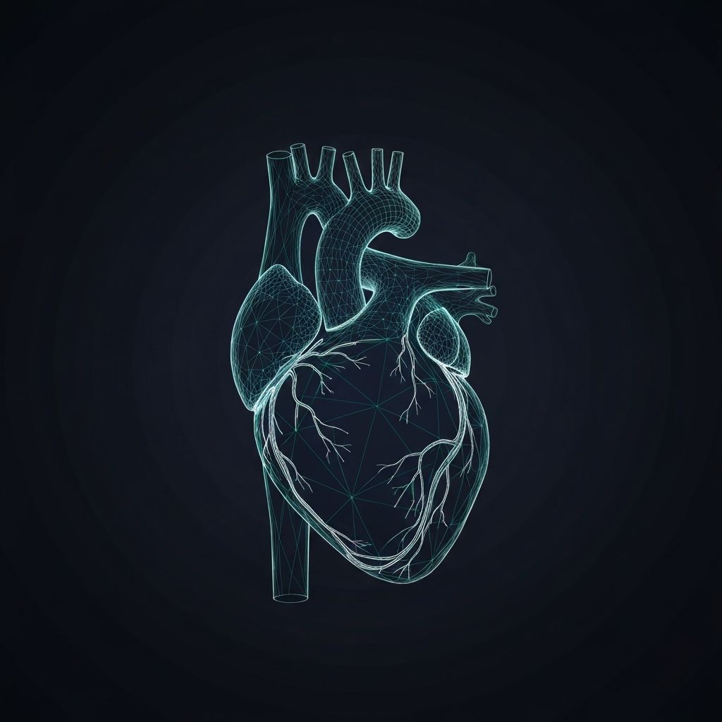 Abstract wireframe visualization of cardiovascular diagnostic systems